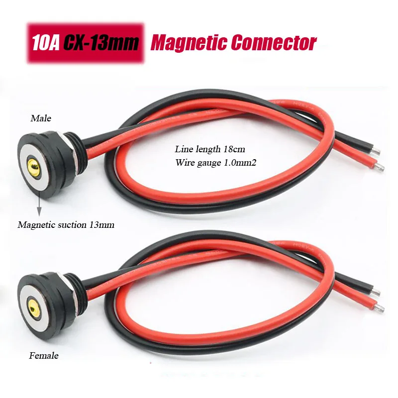 

10A Magnetic Connector Magnetic Suction Contact Power Charging Wire High Current CX-13mm Male Female Terminal Plug with Line