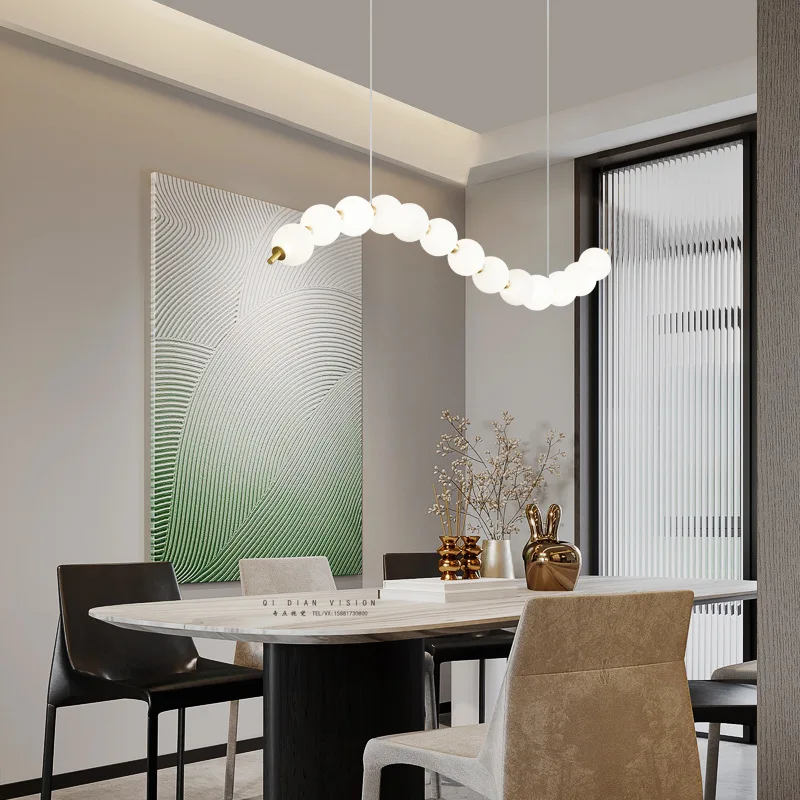 Creative Necklace Dining Pendant Lamp High-end Restaurant Acrylic Hanging Lamps Nordic Living Room Copper Pendant Light Fixtures