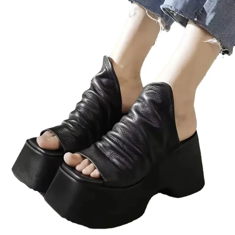 2024 New Summer Chunky Platform Women Open Toe Slippers High Heels Shoes Sandals Flip Flops Sexy Pumps Slides Zapatillas Mujer