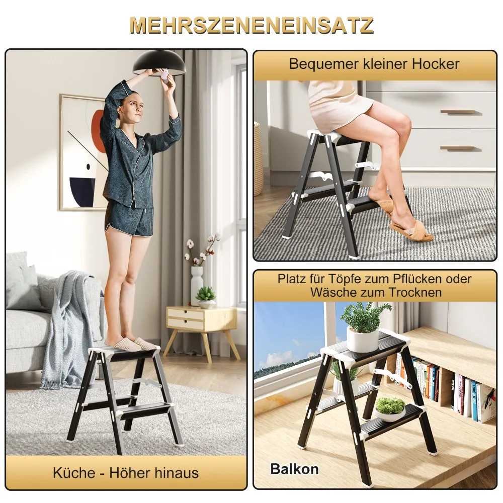 Imagem -06 - Alumínio Folding Stepladder Stool 2-stage Ladder Household Tool Portátil Multifuncional Decoração de Casa