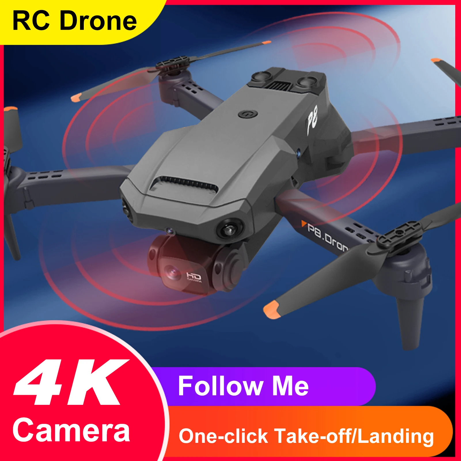 RC Drohne mit Kamera 4k Dual Kamera RC Quadcopter mit Funktion 4-seitige Hindernis vermeidung Wegpunkt Flug gesten steuerung