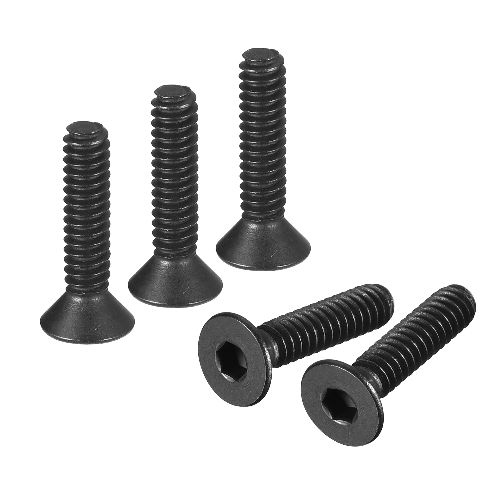 Uxcell-Cabeça Plana Soquete Cap Parafusos, Aço Carbono Preto, Hex, Parafuso de Parafuso Sextavado, 20Pcs, #4-40x1, 4 ", #4-40x3, 8", #4-40x1 2"