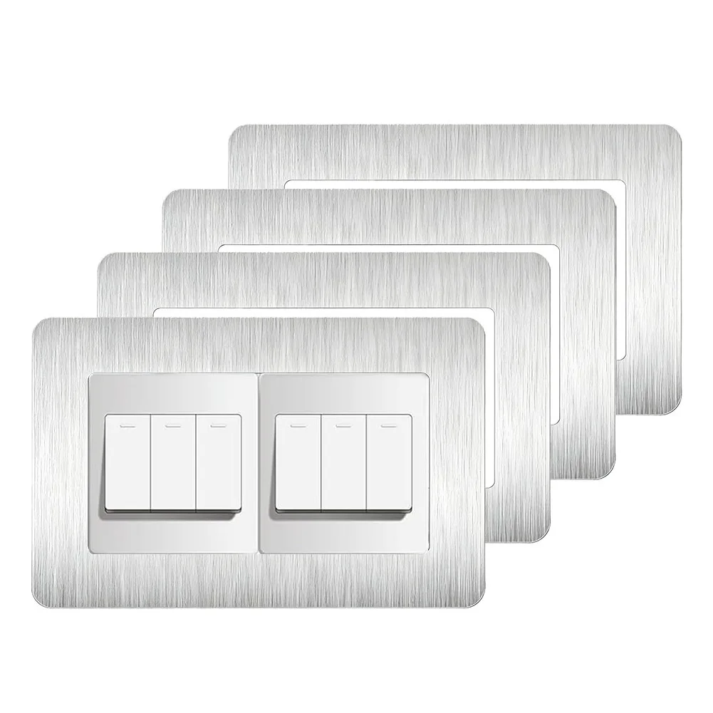 4Pcs Double Socket Surround Light Switch Surrounds Finger Plates For Switches Socket Fingerboard Cover Stickers Decor