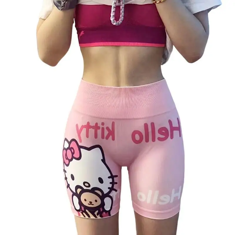 

Hello Kitty Girl Yoga Pants Sanrio Summer Shorts Kuromi Kawaii Three-Point Shorts Fitness Shorts Stress Lift Hip Slim Fit Sports