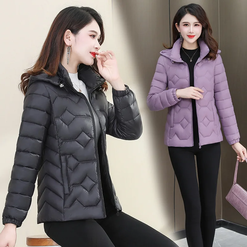 Autumn Winter Water Proof Windbreaker Cropped Puffer Jacket New Women Hooded Black Snow Parka Short Cotton Padded Jacket Coat