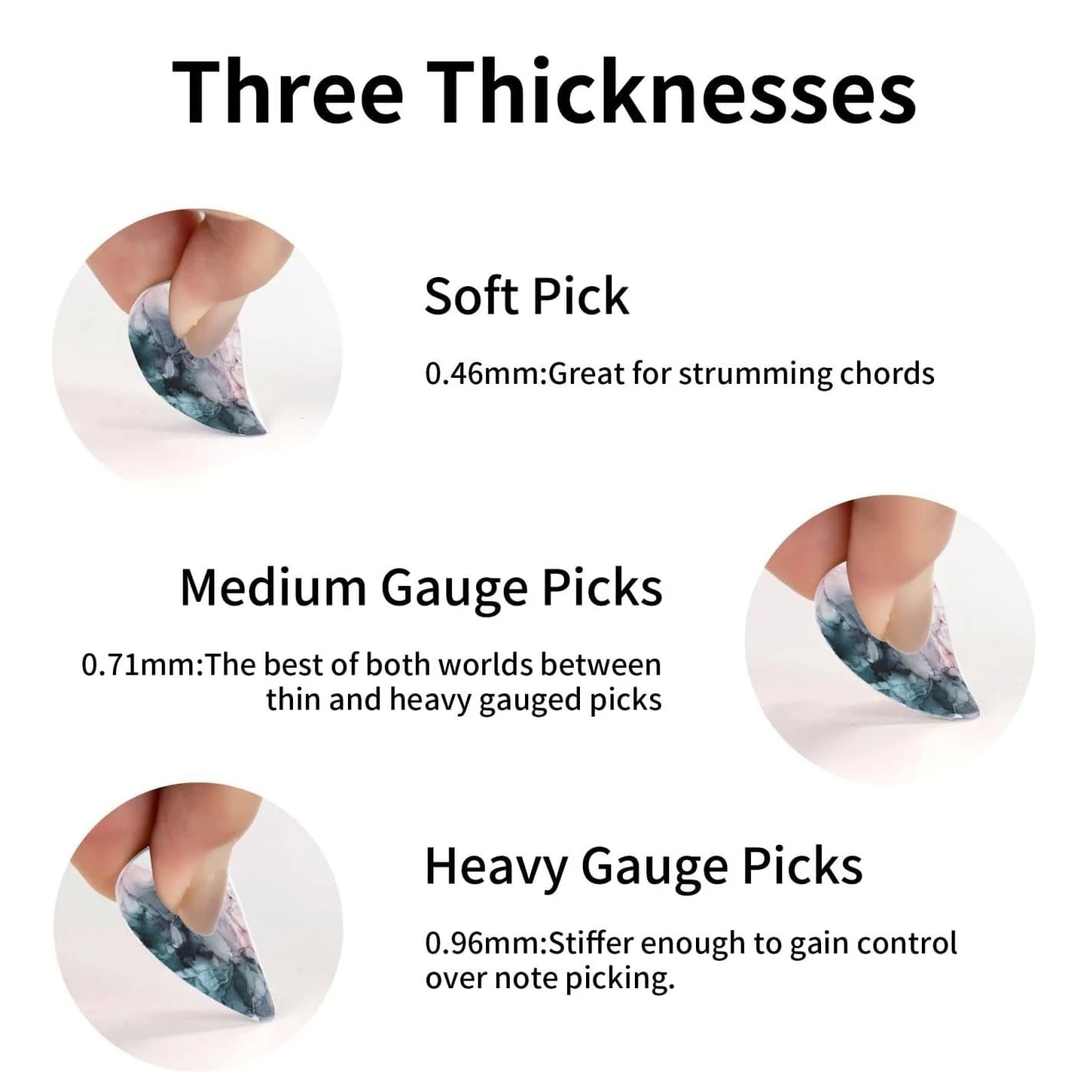 أعواد جيتار جديدة مقاس 0.71/1.0 مم مكونة من 12 قطعة - مادة ABS ممتازة مع لمسة نهائية ناعمة وطباعة ملونة على الوجهين، تتضمن صندوق تخزين PP