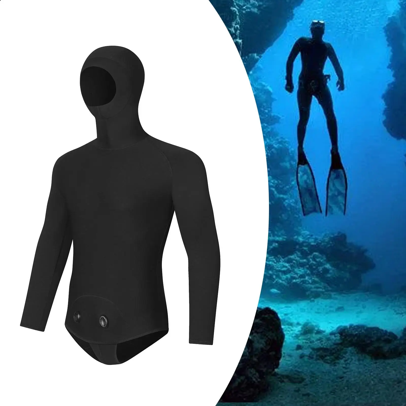 

Wetsuit Top Men with Hood Long Sleeve Quick Dry Adults Scuba Diving Suit for Freediving Surfing Snorkeling Canoeing Watersports