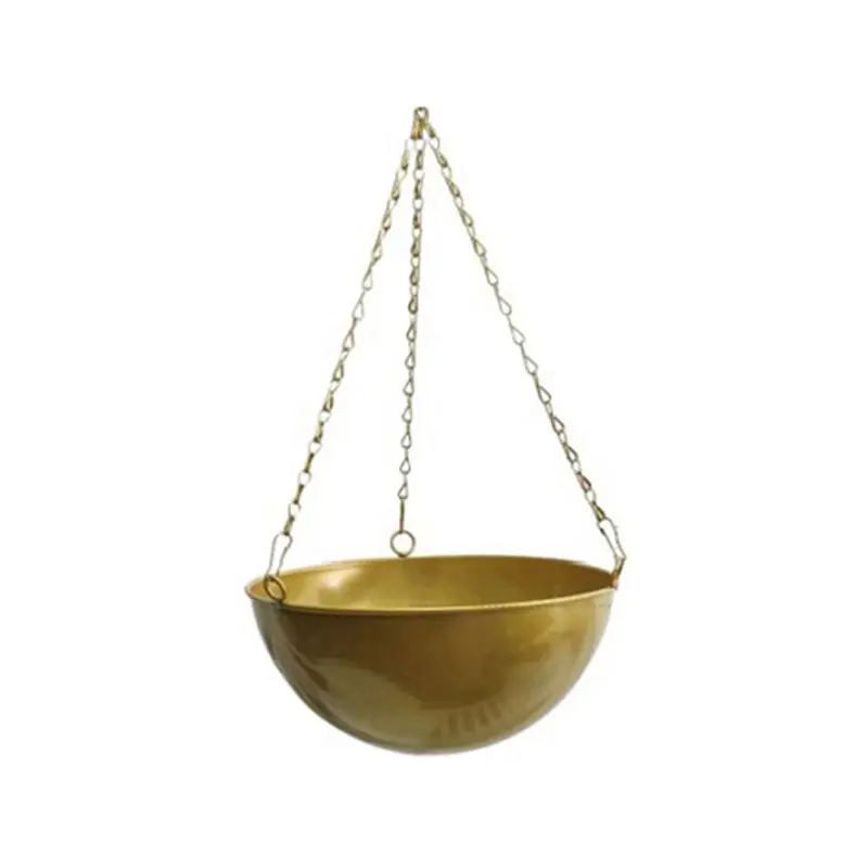 AT02-2X Indoor Decorative Hanging Planter Metal Art Decor Hang Basket Garden Accesorry,Gold, Large