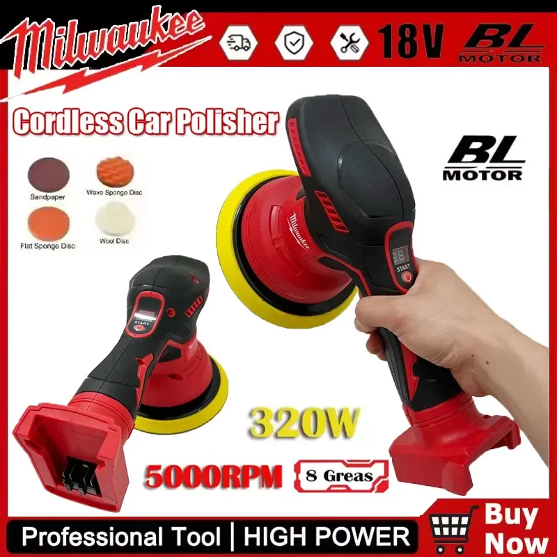 

2025 Milwaukee Cordless Polisher 8 Gears Digital Display Electric Polisher Auto Car Waxing Polishing Machine For Lithium Battery