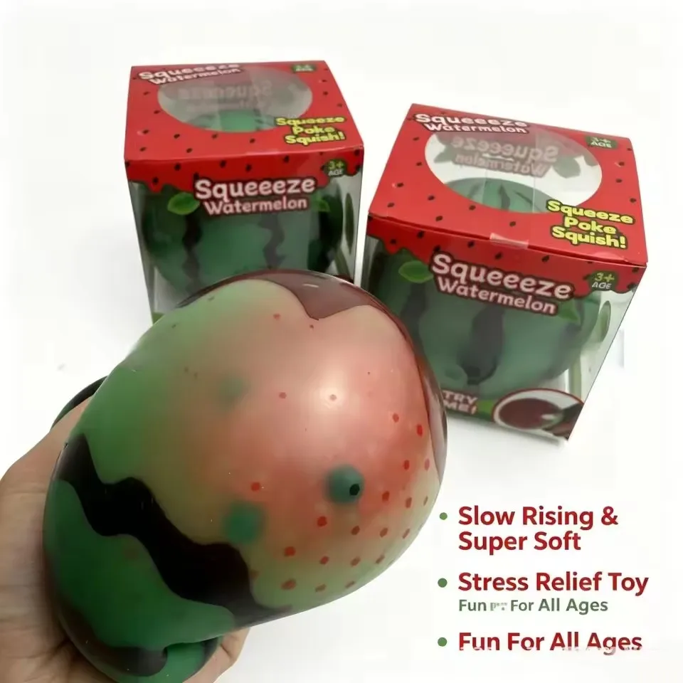 Trending Simulated Fruit Watermelon Water Bead Stress Ball Portable Hand Squeeze Squishy Fidget Toy Daily Relax Blind Box Gift