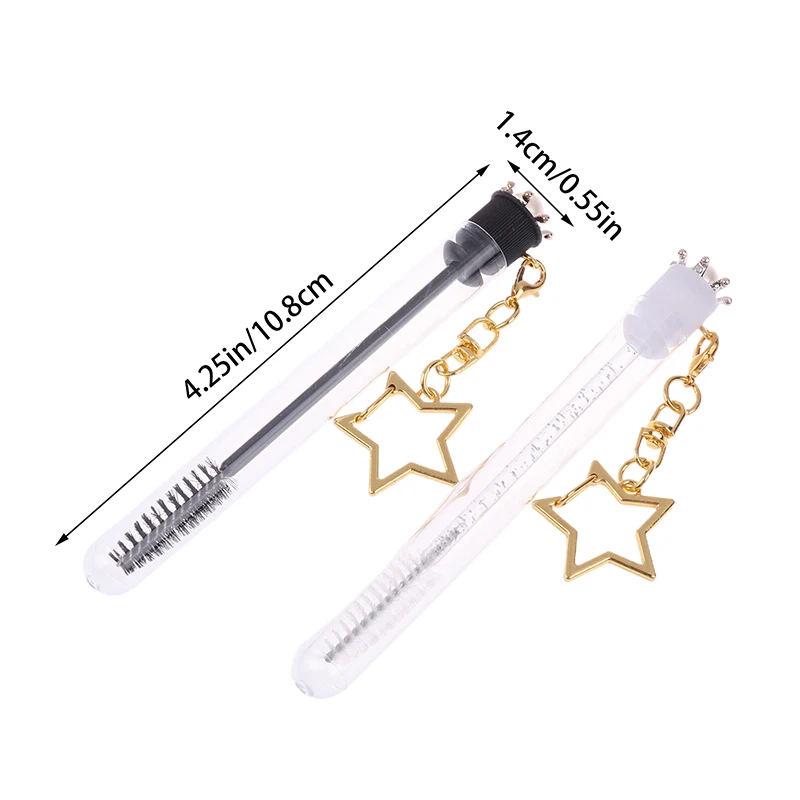 Reusable Eyelash Brush Tube Keychain Plastic Lash Spoolie Container Glitter Cils Dust-proof Mascara Wands Keyring