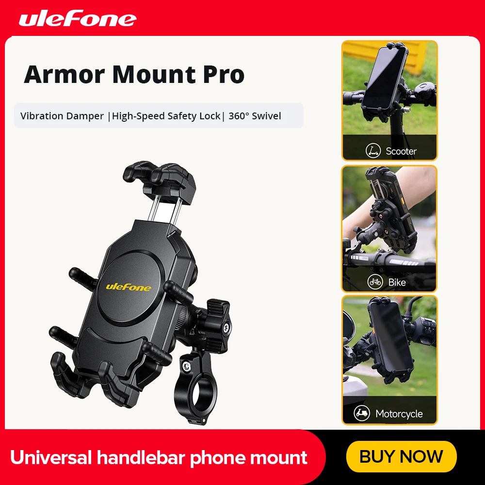 

Ulefone Universal handlebar phone mount Armor Mount Pro For Ulefone Phones 360°Swivel Vibration Damper for 5.4“-7.2” Phone