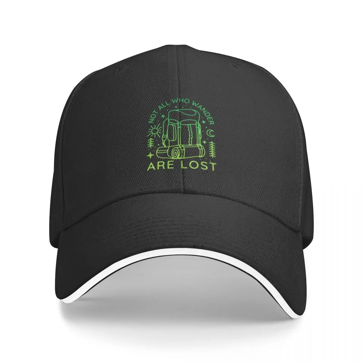 Not All Who Wander Are Lost - Backpacking - Green Gradient Baseball Cap Vintage party Hat Sunscreen Men Hats Women's