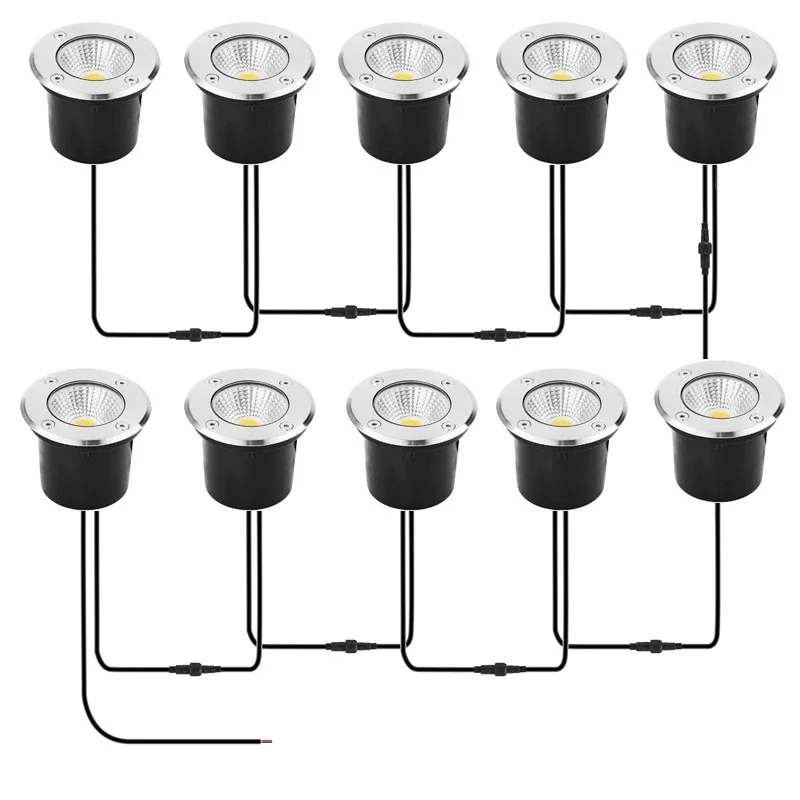 The 2-Meter Waterproof Wiring Has Been Connected IP67 Waterproof LED Underground Light Recessed Buried Garden Path Spot 220V DC1