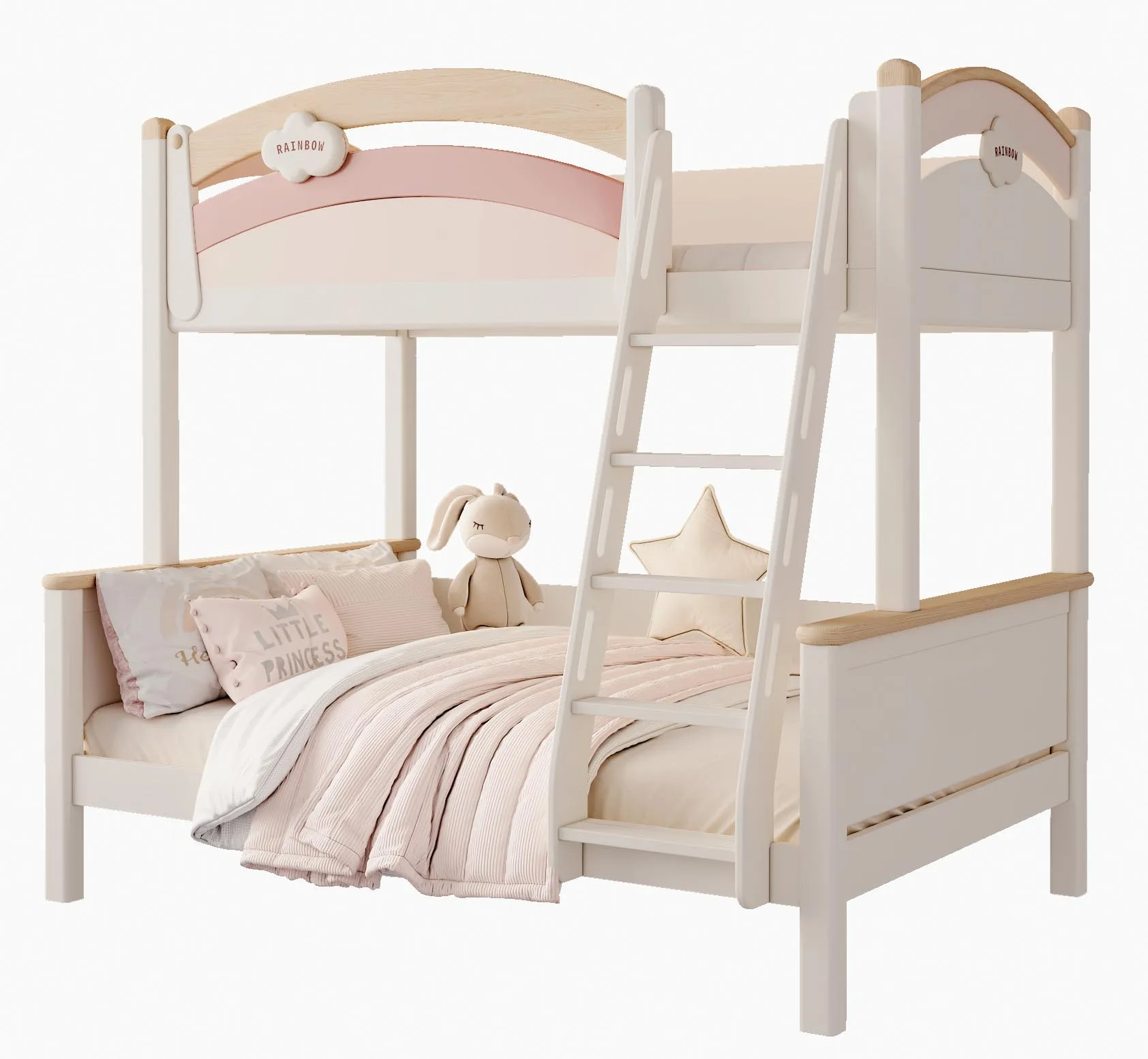 Modern Double Wooden Bunk Beds For Kids Safe Set For School Home Hotel Or Hostel Bedrooms
