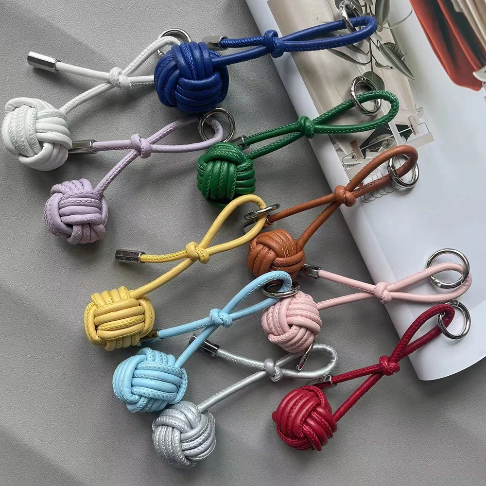 

Cute Woven Baseball Keychain Bag Pendant Women Sweet Charm leather Bag Hanging Decoration Backpack Key Ring Bags Pendants Gifts