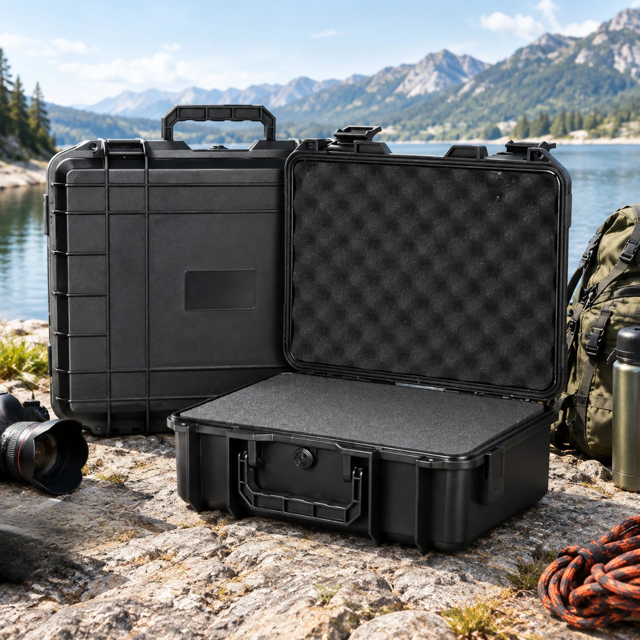 Waterproof Hard Shell Tool Case, Protective Storage Toolbox with Pre-cut Sponge Inserts, Impact Resistant Equipment Organizer