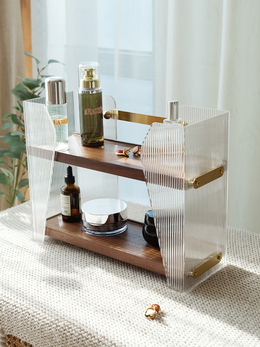

Элегантный настольный органайзер для косметики и парфюмерии, прямоугольный, двухъярусный, ручной работы, для спальни