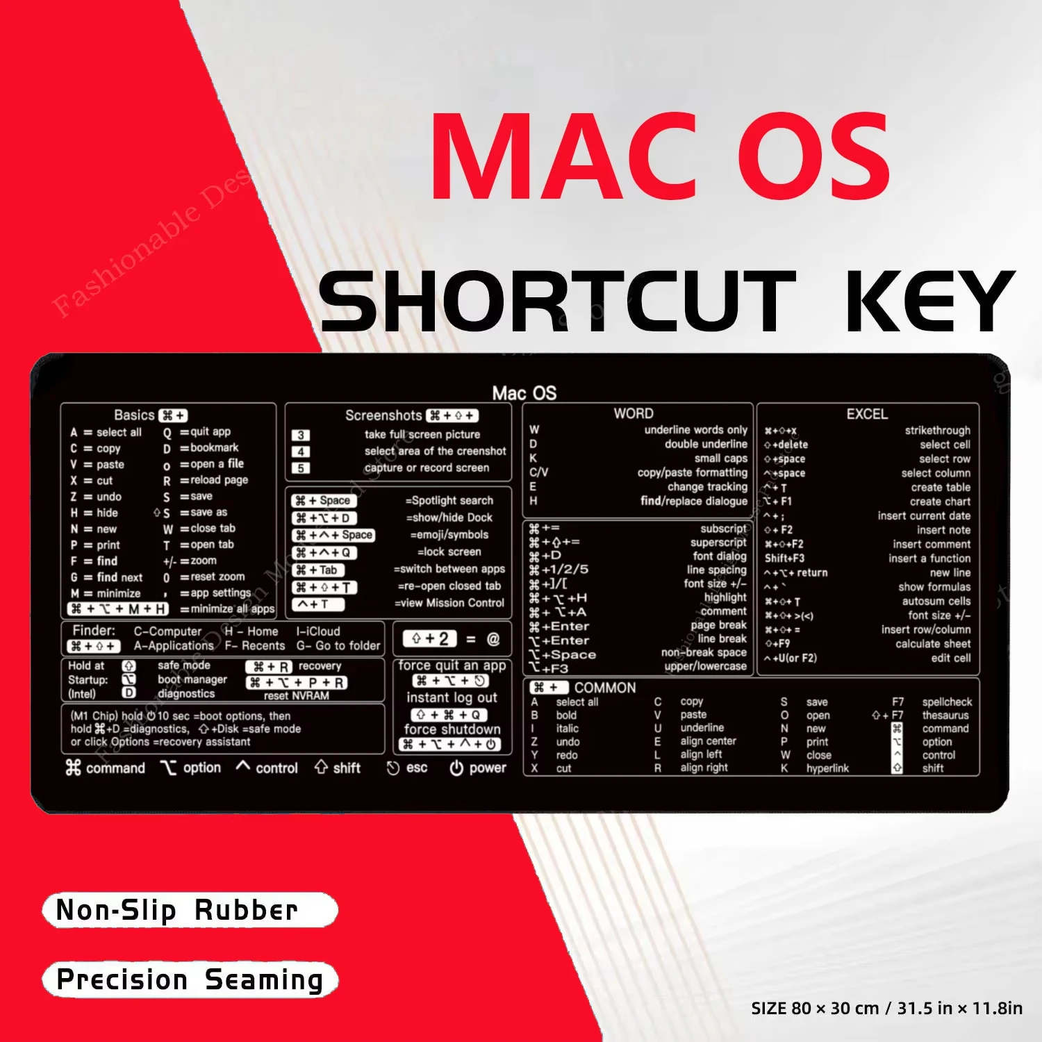 For MAC OS Cheat Sheet Mouse Pad New Large For Word Excel Shortcuts Keyboard Candlestick Patterns Overlock Desk Mat Office User