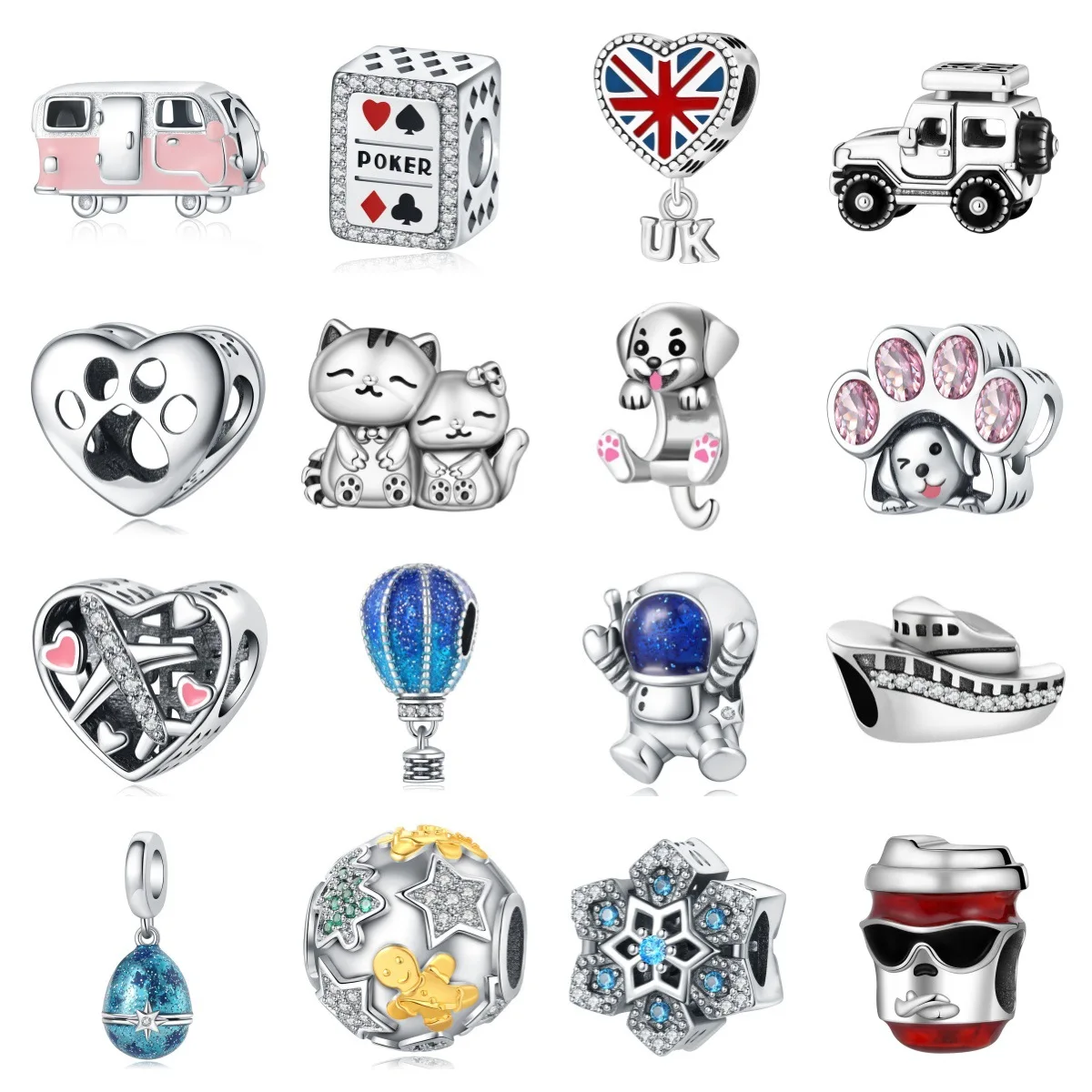Original Charms Silver Plated Beads Car Ship Travel Animal Pet Fit Bracelets Bag Keychain Charms Diy Women Gift Accessory