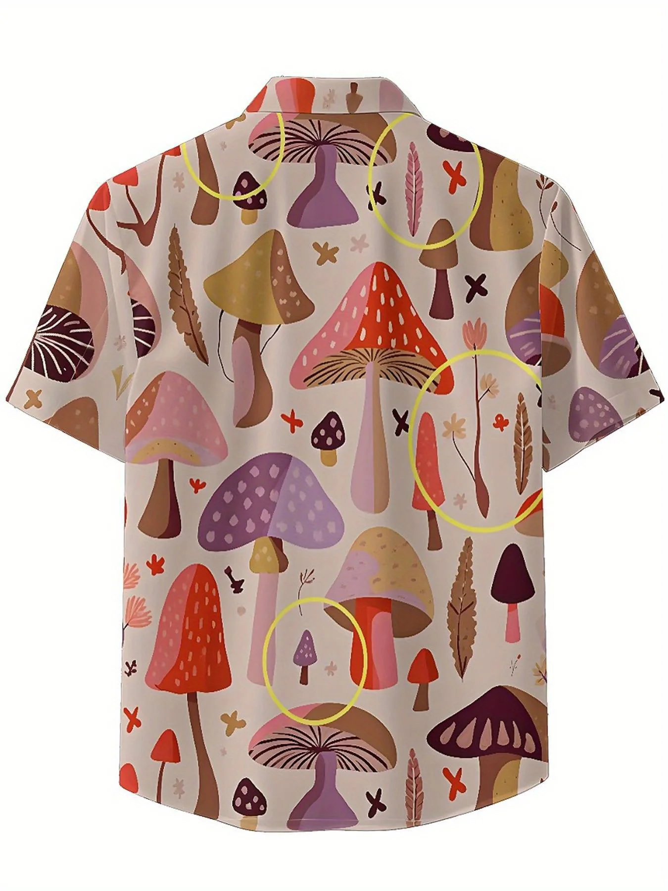 Men's Plus Size Hawaiian Shirts Fantasy Forest Mushroom Theme pattern,Premium Comfort Youth Clothes,Streetwear Y2K Tops