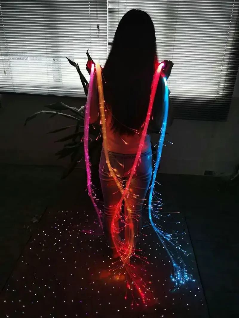 

USB Rechargeable Fiber Optic Whip Dance 7 Colors Led Whip 6ft Pixel Whip Emazing Lights 360° Swivel Sparkle Flow Toy