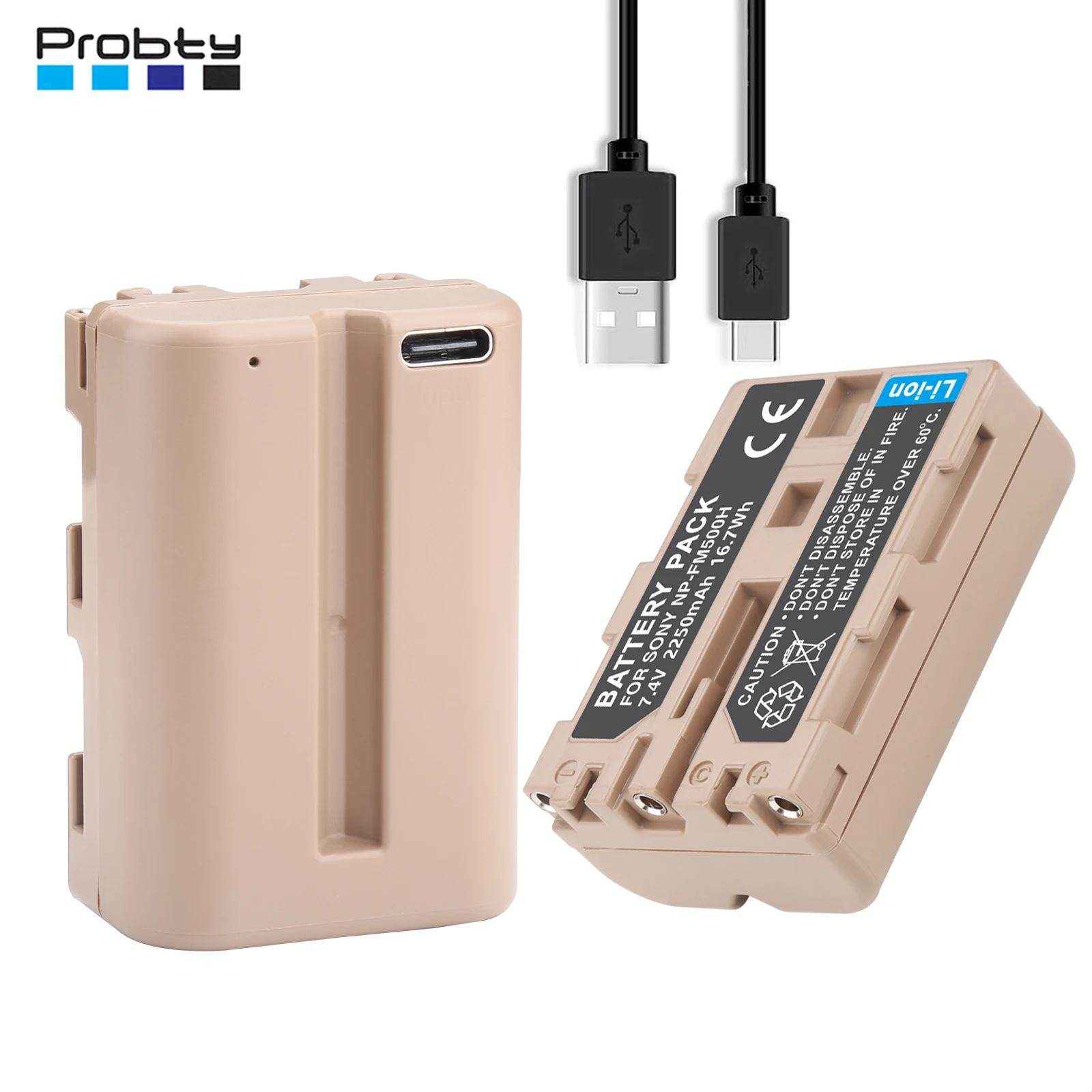 2250mAh NP-FM500H NP FM500H FM500H Battery with Type-C Charging port for Sony Alpha A58 A57 A65 A77 A99 A900 A700 A580 A560 A550