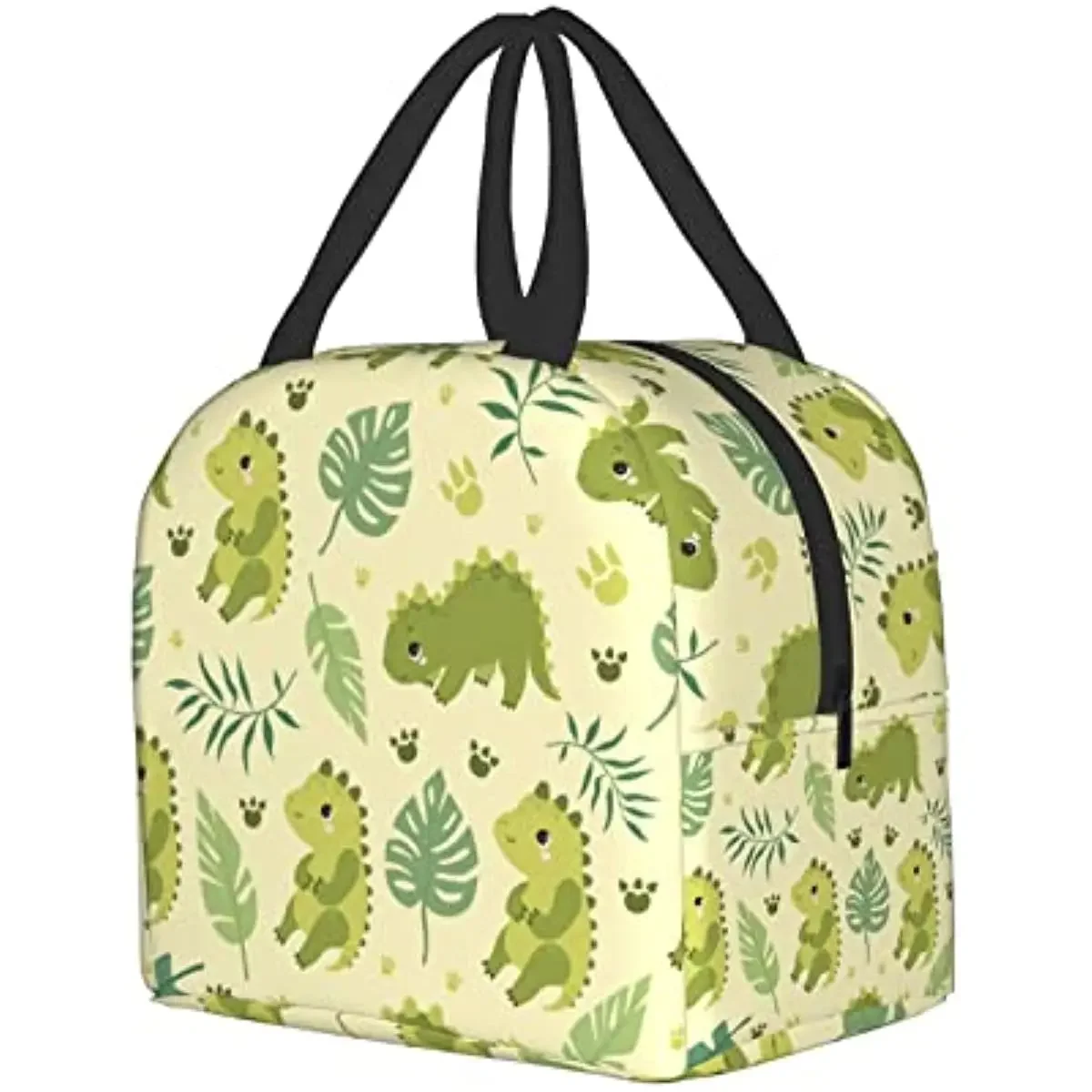 Cute Dinosaurs and Palm Leaves Lunch Box Reusable Lunch Bag Work Bento Cooler Reusable Tote Picnic Boxes Insulated for Kids