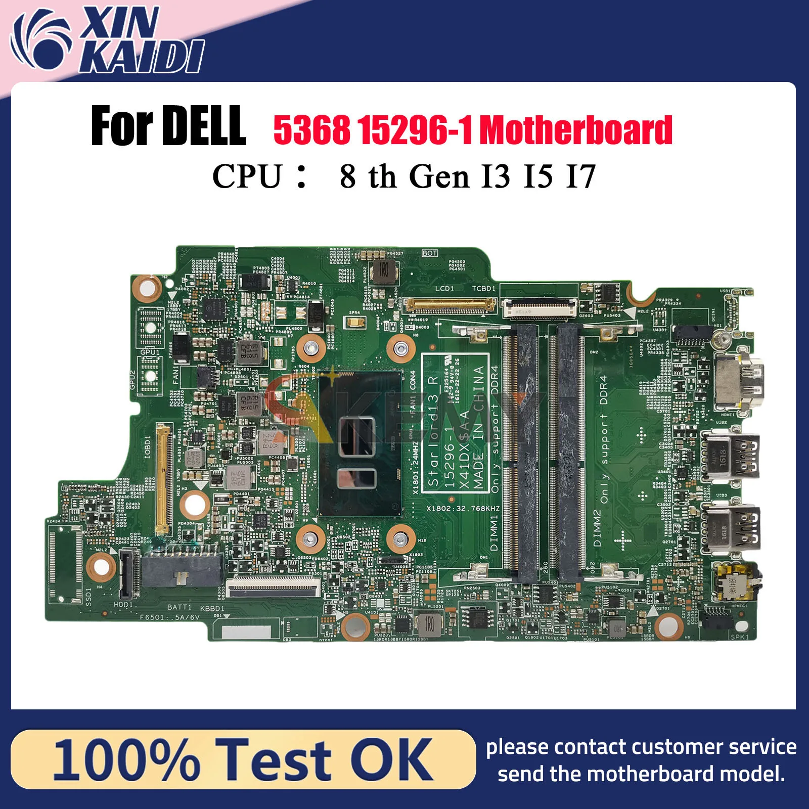 

For Dell Inspiron 13 5368 7368 15 5568 7569 7778 Laptop Motherboard 15296-1 CN-0H95D5 0C1HX7 0JV40X 0P380W 100% Fully Tested