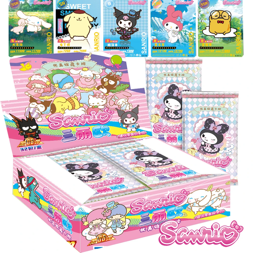 

Genuine Anime Sanrio Cards Hello Kitty Pompom Purin LittleTwinStars Booster Box Cartoon Collection Card Children's Hobbies Gifts