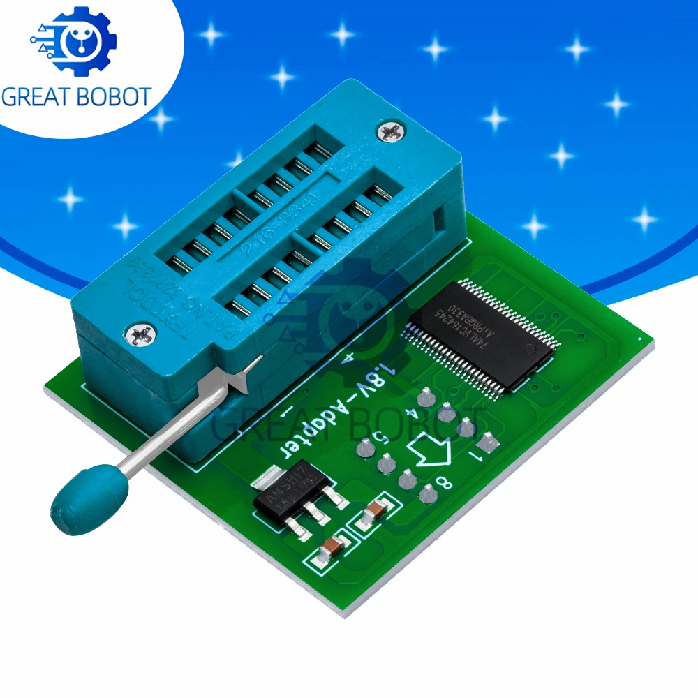 1PC BS 1.8V SPI Flash Adapter – for W25/MX25 DIP8, Works with TL866/EZP2010/EZP2013/CH341 Programmers