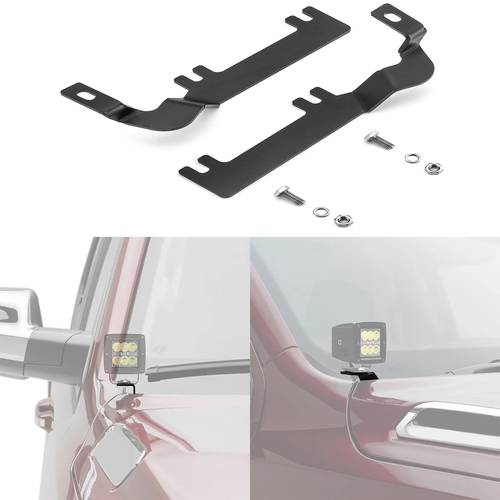 Hood Hinge LED Light Mounting Brackets For Chevy Silverado 1500 2019-2022