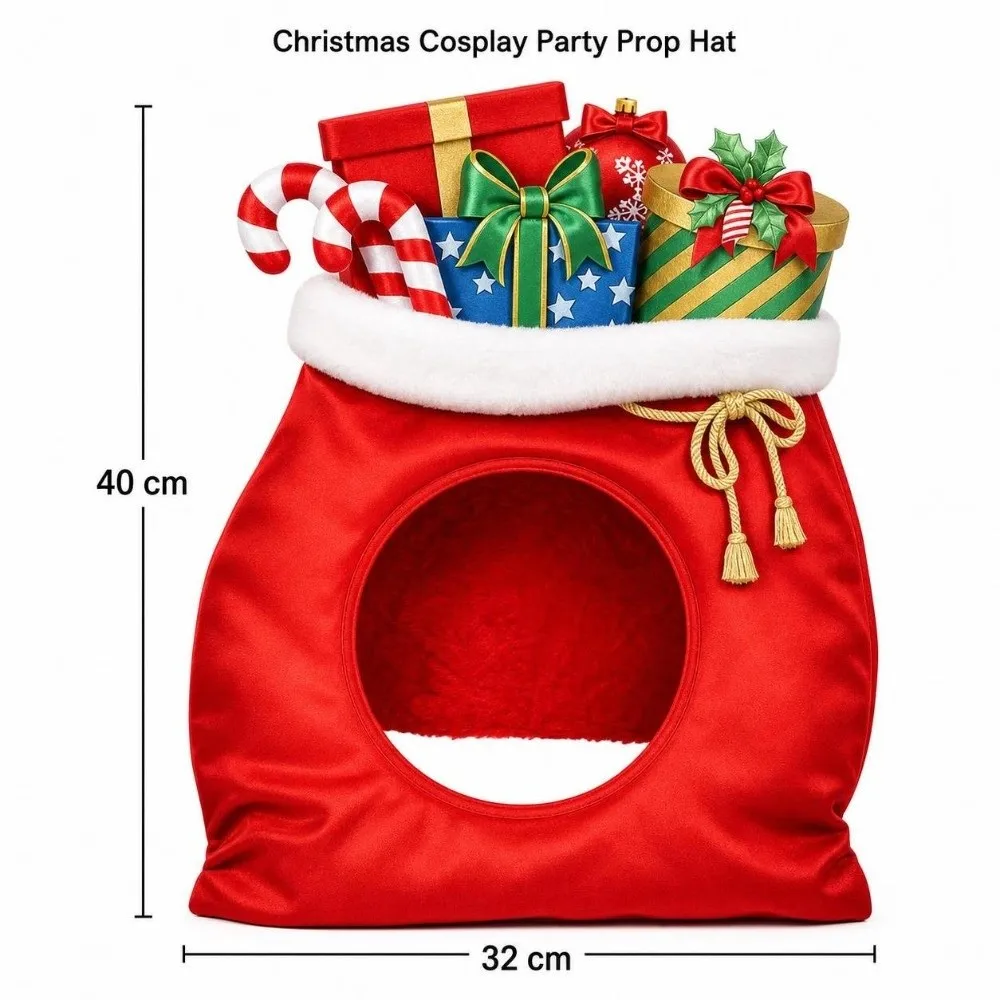 Creative Shaped Christmas Funny Hat Printed Dress Up Xmas Costume Headcover Pizza Chips Gift Box Christmas Decoration Role Paly