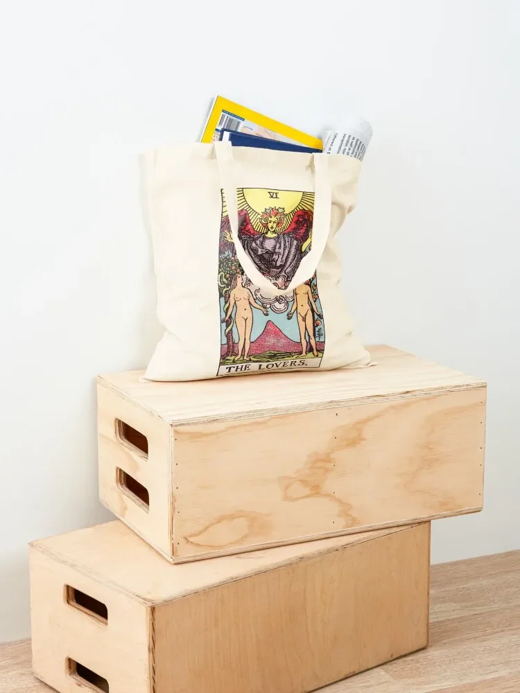 Tarot - The Lovers Card Tote Bag canvas tote Beach bag Portable shopping bag shopping logo