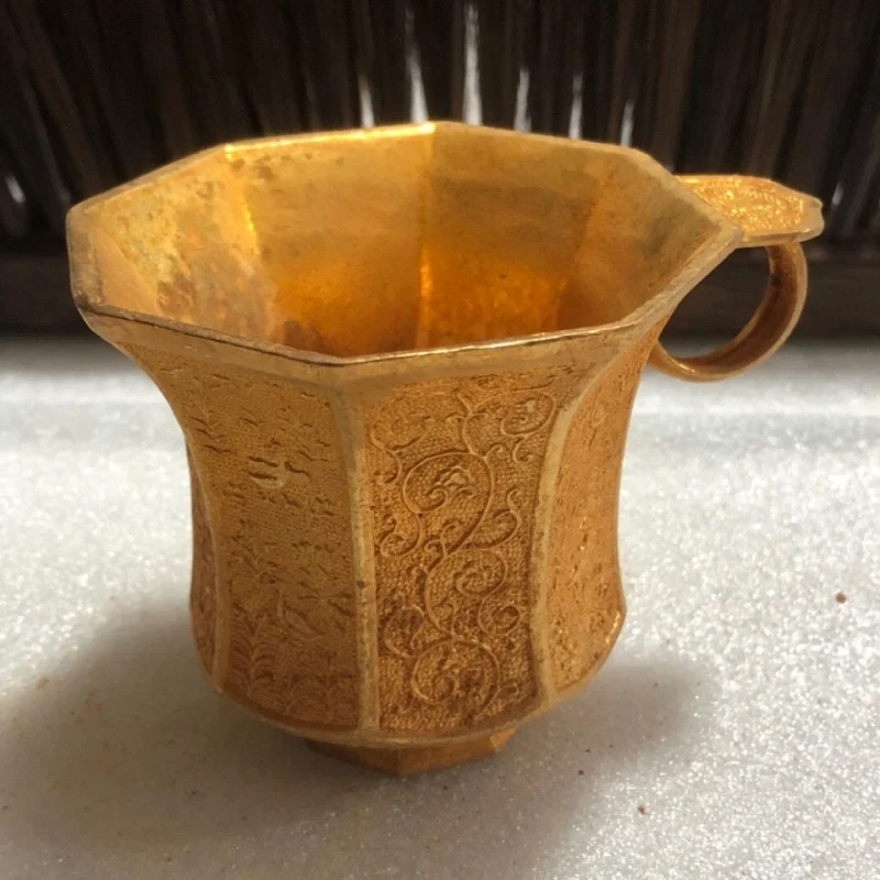 

Antique Vintage Patina Old Bronze Decorative Ornaments Old Items Wine Cup Gilded Tea Cup Water Cup Miscellaneous Collectibles