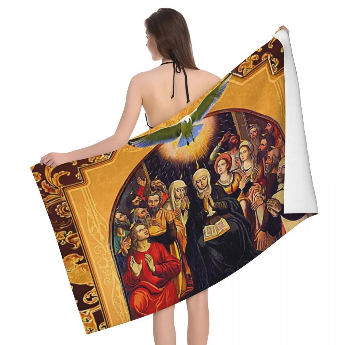 Catholic Quick Dry Microfiber Beach Towel Absorbent Religion Saint Jesus and Mary God Women Men Travel Home Decor Bath Towels