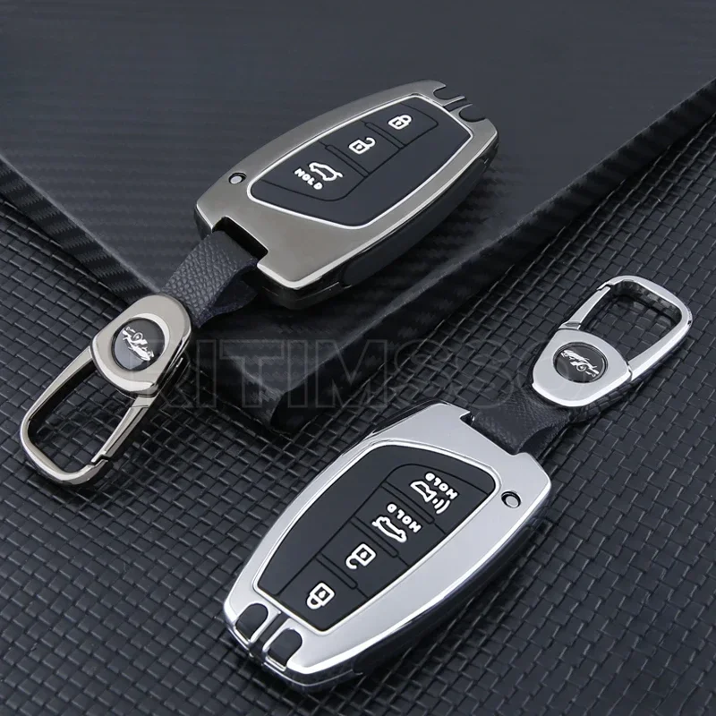 

Чехол-держатель для дистанционного ключа из сплава для Hyundai Grandeur HG Sedan Genesis G80 Santa Fe 3DM Grand SantaFe 2018 IX45 EQUUS Azera