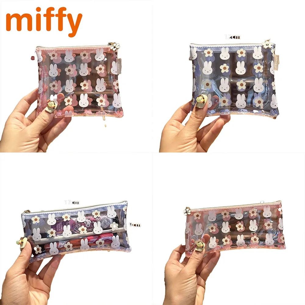 

Kawaii Miffy Cute Cosmetic Bag Cartoon Rabbit Printing Pvc Transparent Portable Stationery Storage Bag Girl Festival Gift
