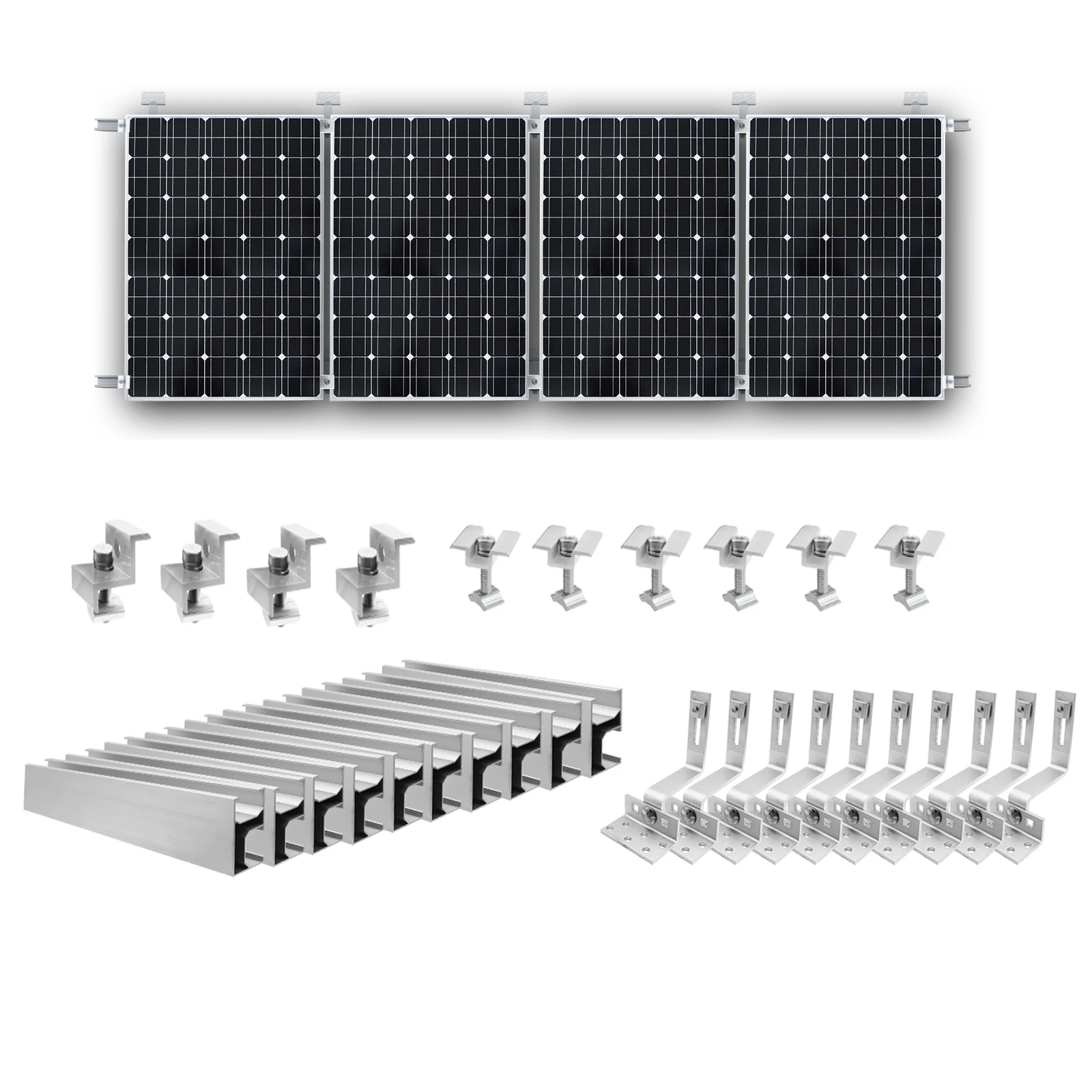 10/6-teiliges Solarpanel-Montageset mit Haken, Photovoltaik-Panel-Dachziegel-Schienen-Haken-Montagehalterungsset
