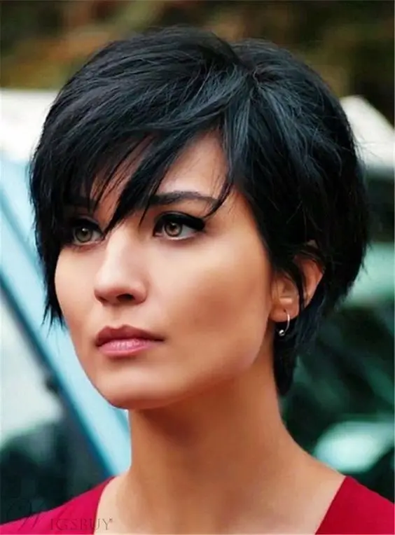 Pixie  Short Cut Fashion Women Cosplay Party Straight Black Synthetic Wigs