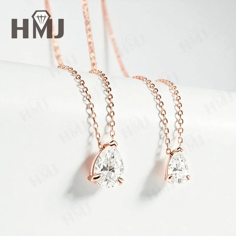 Moissanit-Halskette mit 1/2/3/4 Karat D-Farbe Birnenförmiger Moissanit S925 Vergoldete Kette in Weiß, Gelb oder Roségold für Damen, Verlobung, Alltag und Charme – Detail 17