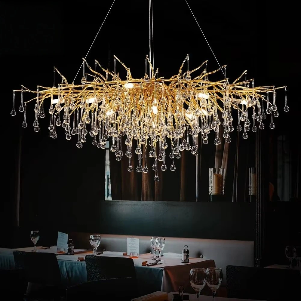 Nordic Luxury Gold Chandeliers For Living Room K9 Crystal Chandelier Fixture  Led Lighting Decor For Bedroom Cloth Shop