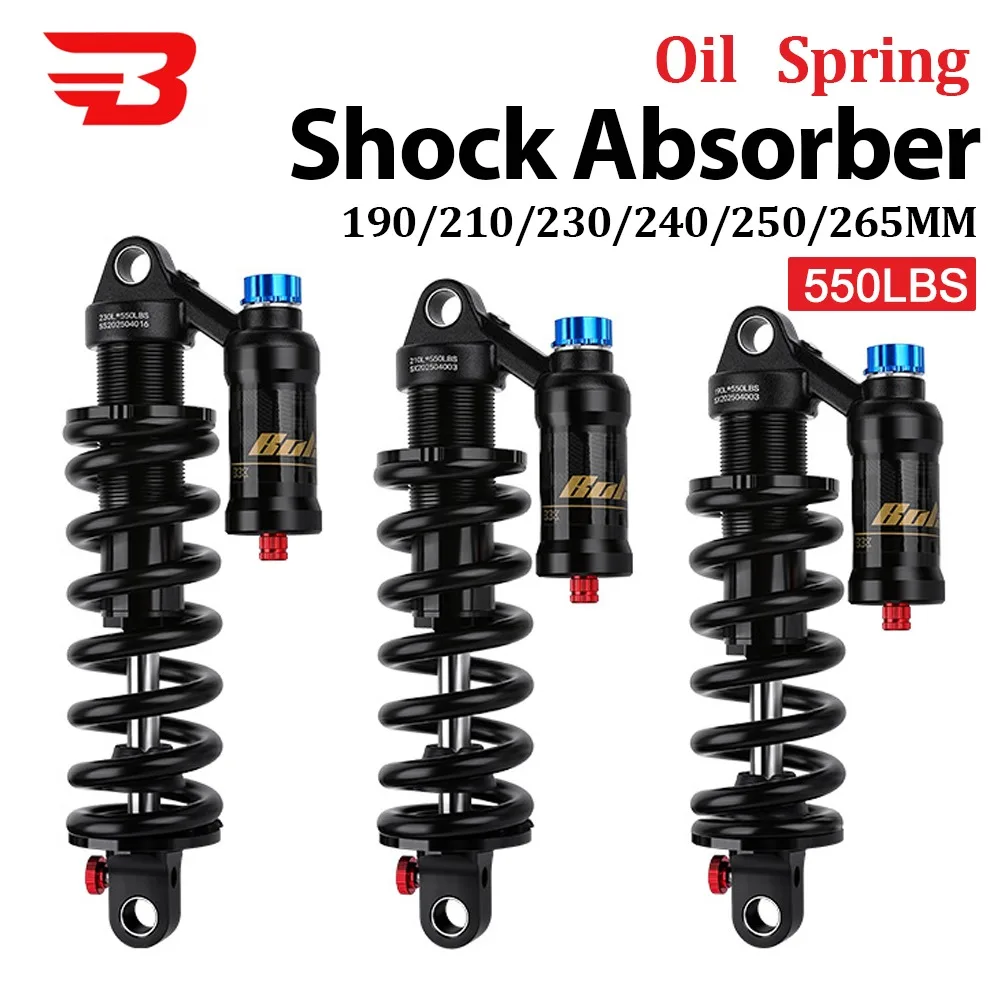 BOLANY oil Spring Rear shock absorber MTB Electric motorcycle shock absorber 190 210 230 240 250 265mm adjustable shock absorber