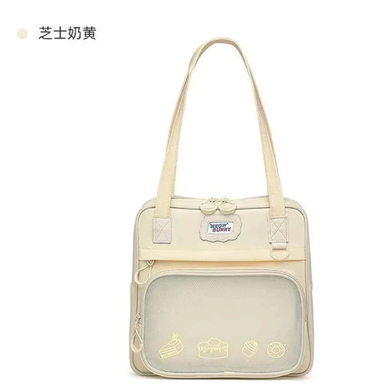 Japanese Sweet Preppy Student Shoulder Bag Y2k Simple Fashion Large Capacity Transparent Itabag Anime Handbag Trendy Ita Bag