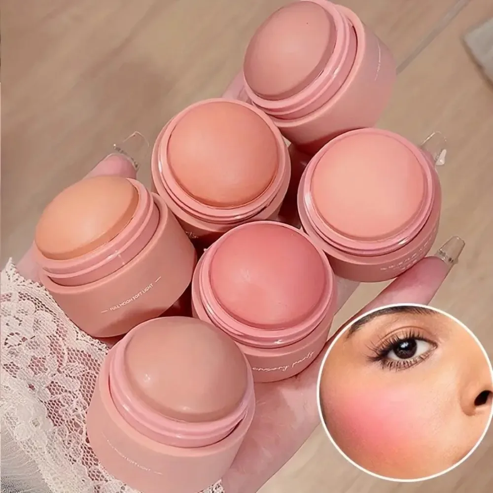 6 Color Blush Ball Cute Peach Cheek Tint Matte Mist Blusher Smooth Pinkish 6 Color Cream Blush Enhance Complexion