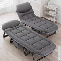 Portable Folding Bed for Home Office, Adjustable Headrest Reclining Chair, Beach Folding Chair, Office, Lunch Break, Outdoor
