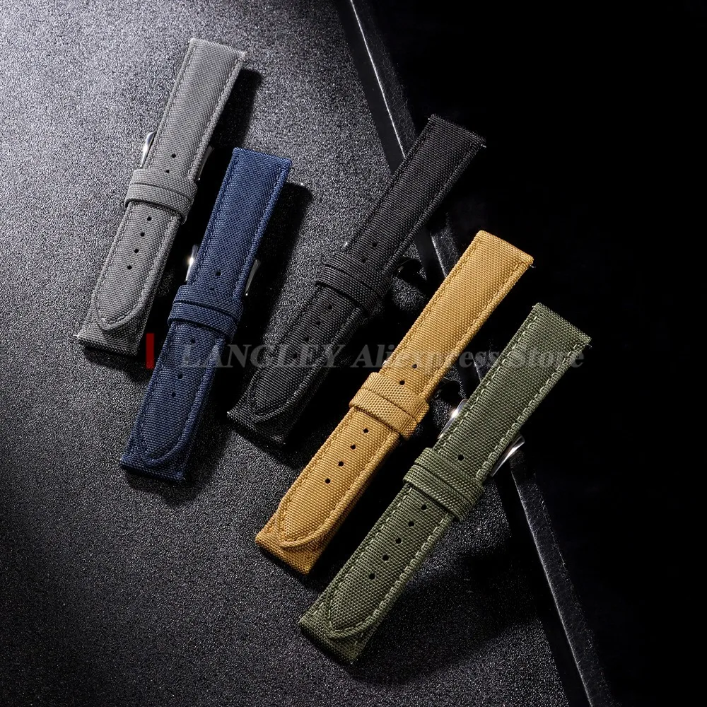 Correas de reloj de tela de vela de 20mm y 22mm para Omega Blancpain para relojes Seiko Diver, correas de reloj de nailon verde militar de liberación rápida para hombre