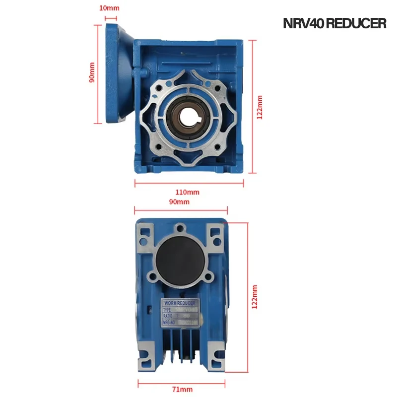 12V 24V 300W NMRV40 DC Worm Gear Motor with Dual Output Shaft  RV40 Speed Adjustable DC motor CW CCW