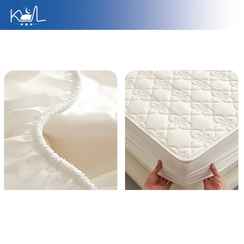 Antibacterial Waterproof Fitted Sheet, Quilted Soybean Fiber Mattress Protector with Deep Pocket, Dustproof Soft Bed Cover