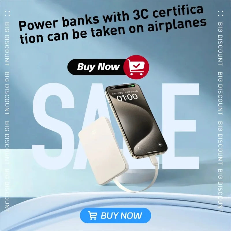 

10000mAh Built-in Cable Fast Charging Ultra-thin Compact Portable Dedicated for Apple for Xiaomi